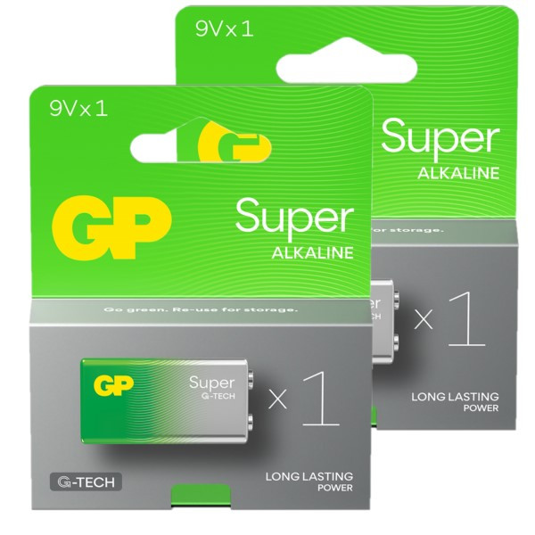 GP Super G-Tech 9V / 6LR61 / E-Block Alkaline Batterij 2 stuks  AGP00353 - 1