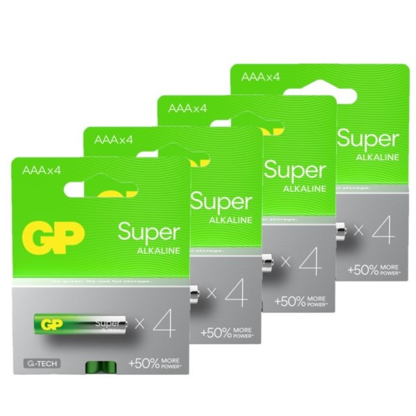 GP Super G-Tech AAA / MN2400 / LR03 Alkaline Batterij 16 stuks  AGP00357 - 1