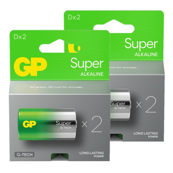 GP Super G-Tech LR20 / D Alkaline Batterij 4 stuks  AGP00340 - 1