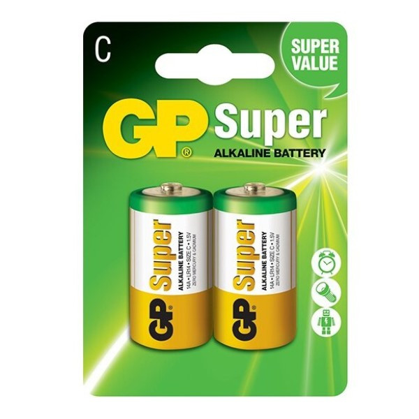 Overwinnen oog voetstuk GP Super LR14 / C Alkaline Batterij 2 stuks GP 123accu.nl