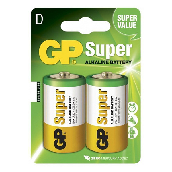 GP Super LR20 / D Alkaline Batterij 2 stuks  AGP00069 - 1