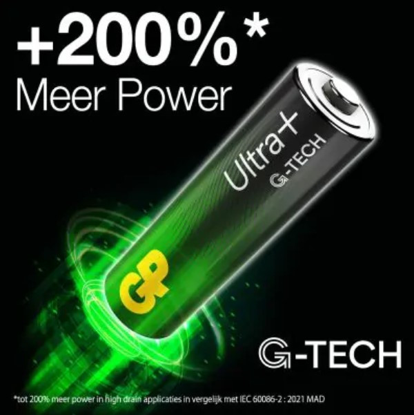 GP Ultra+ G-Tech AA / MN1500 / LR06 Alkaline Batterij 8 stuks  AGP00294 - 2