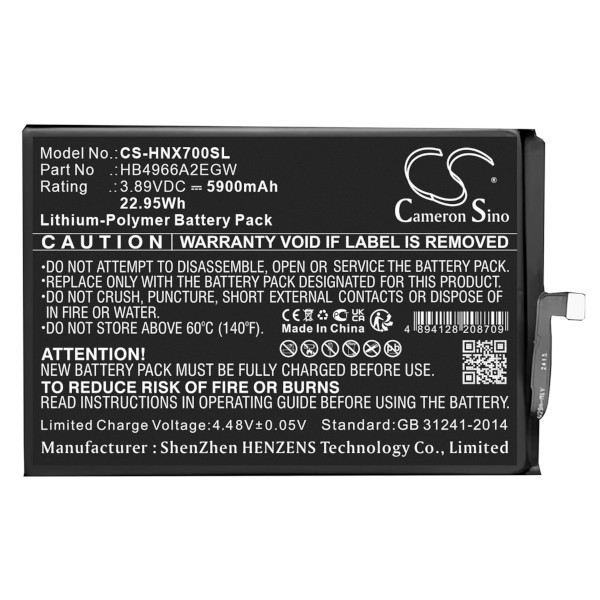 Honor HB4966A2EGW accu (3,89 V, Li-pl, 5900mAh, 123accu huismerk)  AHO00289 - 1