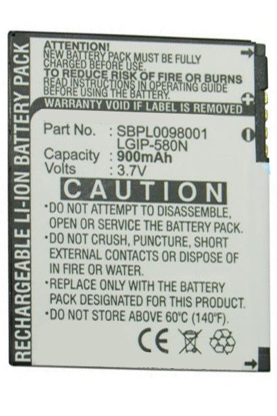 LG LGIP-580N / SBPL0098001 accu (900 mAh, 123accu huismerk)  ALG00135 - 1