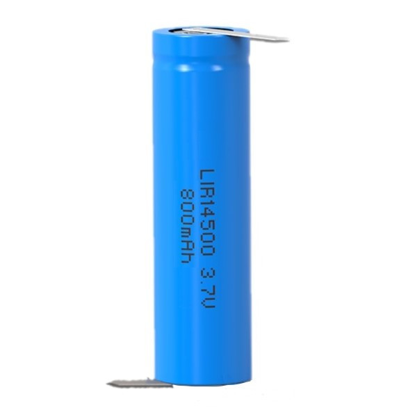 LIR14500 / 14500 batterij met soldeerlippen (3.7 V, 800 mAh, 123accu huismerk)  ADR00158 - 1