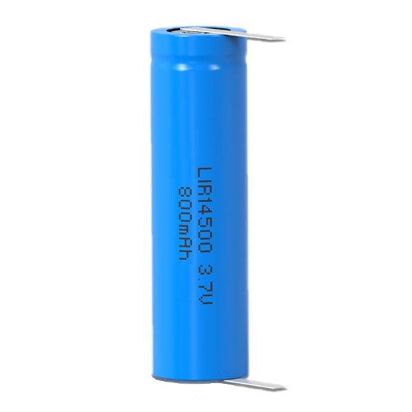 LIR14500 / 14500 batterij met soldeerlippen (3.7 V, 800 mAh, 123accu huismerk)  ADR00161 - 1