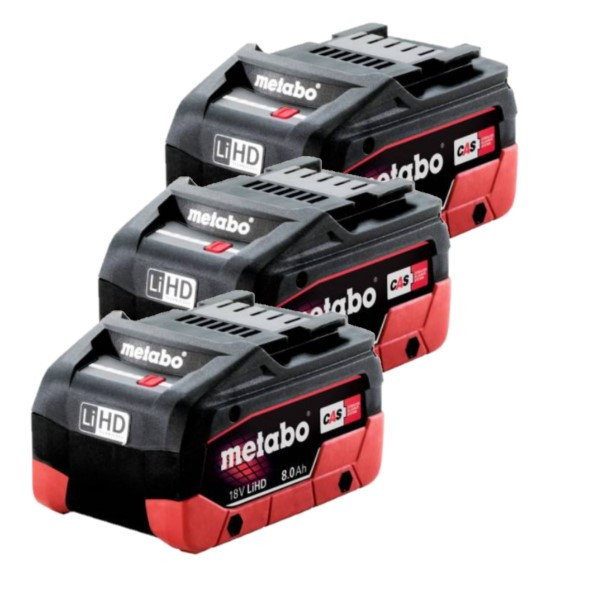 Metabo 3 stuks: Metabo LiHD 625369000 / 18V CAS Alliance accu's (18 V, 8.0 Ah, origineel)  AME00450 - 1