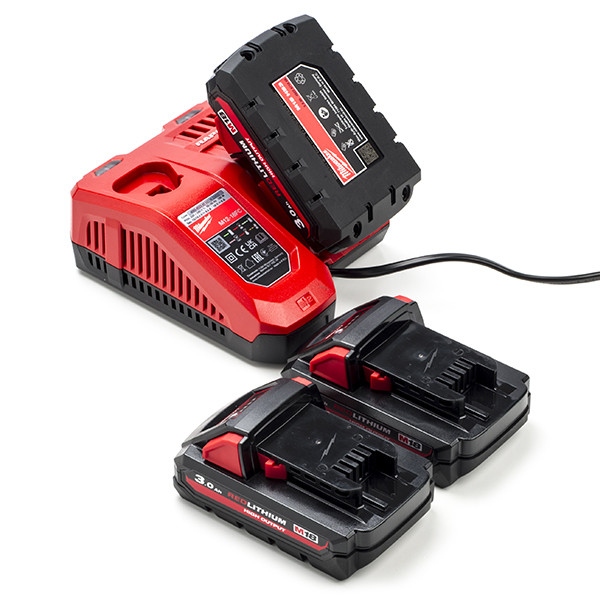 Milwaukee HNRG Pack: 3x Milwaukee M18 HB3 High Output accu's + lader (18 V, 3.0Ah, origineel)  AMI00592 - 1