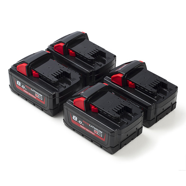 Miwaukee 4-Pack Milwaukee M18 HB8 High Output / 4932471070 accu's (18 V, 8.0 Ah, origineel)  AMI00609 - 1