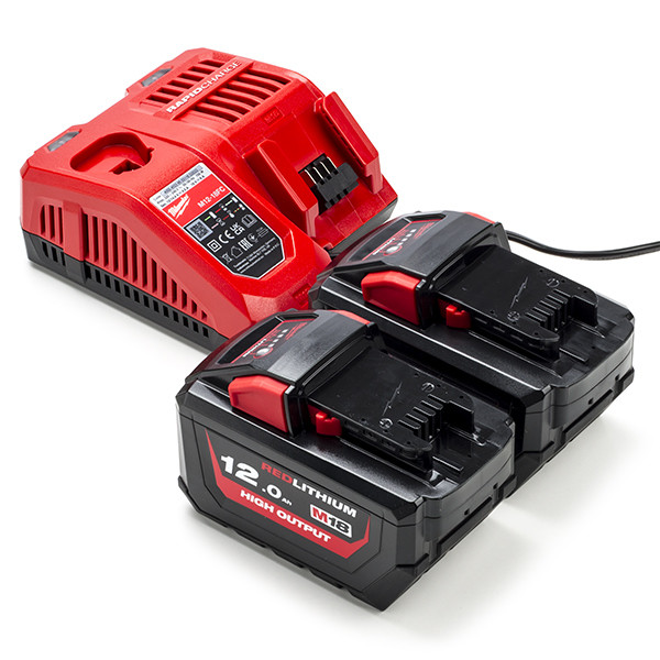 Miwaukee HNRG Pack: 2x Milwaukee M18 HB12 High Output accu's + lader (18 V, 12 Ah, origineel)  AMI00547 - 1