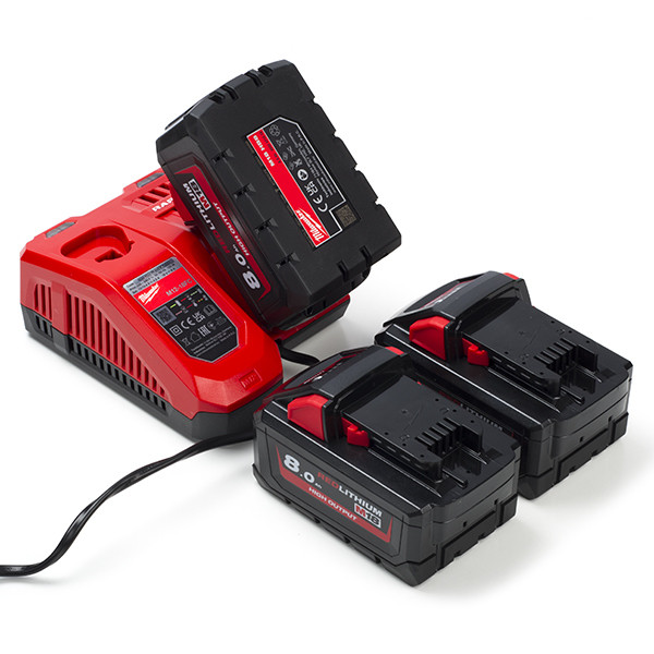 Miwaukee HNRG Pack: 3x Milwaukee M18 HB8 High Output accu's + lader (18 V, 8.0 Ah, origineel)  AMI00607 - 1