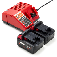 NRG Pack: 2x Milwaukee M18 B4 accu's + lader (18 V, 4.0 Ah, 123accu huismerk)  AMI00604