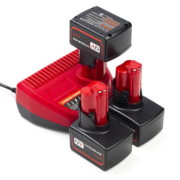 NRG Pack: 3x Milwaukee M12 B6 accu's + lader (12 V, 6.0 Ah, 123accu huismerk)  AMI00542 - 1