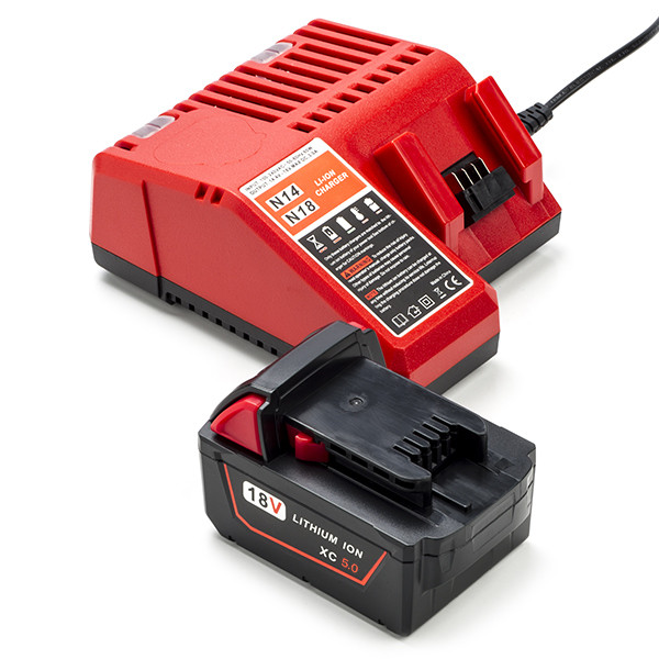 NRG Pack: Milwaukee M18 B5 / 4932430483 accu + lader (18 V, 5.0 Ah, 123accu huismerk)  AMI00594 - 1