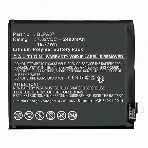 OPPO BLPA37 accu (7,82 V, Li-pl, 2400mAh, 123accu huismerk)  AOP00393 - 1