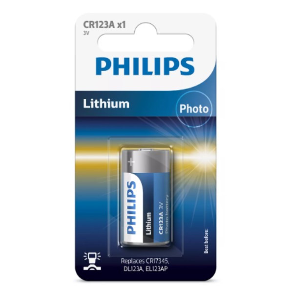 Philips CR123A / DL123A Lithium Batterij (1 stuk, 1500 mAh)  098335 - 1