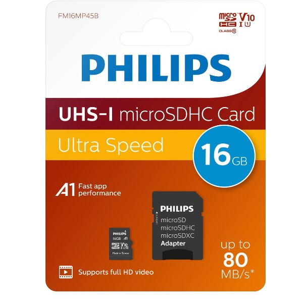 Correct kathedraal Informeer Philips Micro SD geheugenkaart class 10 inclusief SD adapter - 16GB Philips  123accu.nl