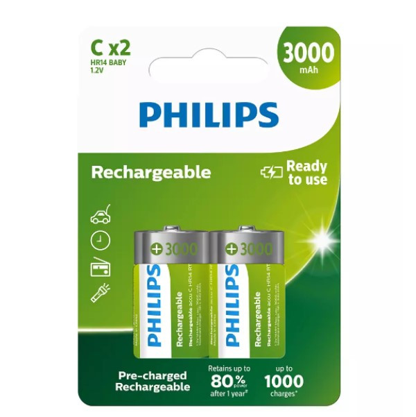 Philips Oplaadbare C / HR14 Ni-Mh Batterij (10 stuks, 3000 mAh)  APH00581 - 1