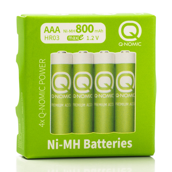 Q-Nomic Oplaadbare AAA / HR03 Ni-Mh batterijen (4 stuks, 800 mAh)  AQN00014 - 4