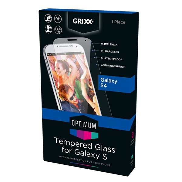 Overtollig geboren gevaarlijk Grixx Optimum Samsung Galaxy S4 tempered glass screenprotector Samsung  123accu.nl