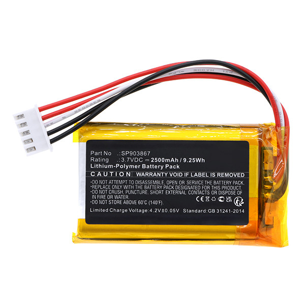 Sony SP903867 accu (3.7 V, 2500 mAh, 123accu huismerk)  ASO01156 - 2