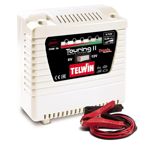 Telwin Touring 11 accu-/druppellader voor Lood, Gel (6-12 V, 4.5 A) 123accu.nl