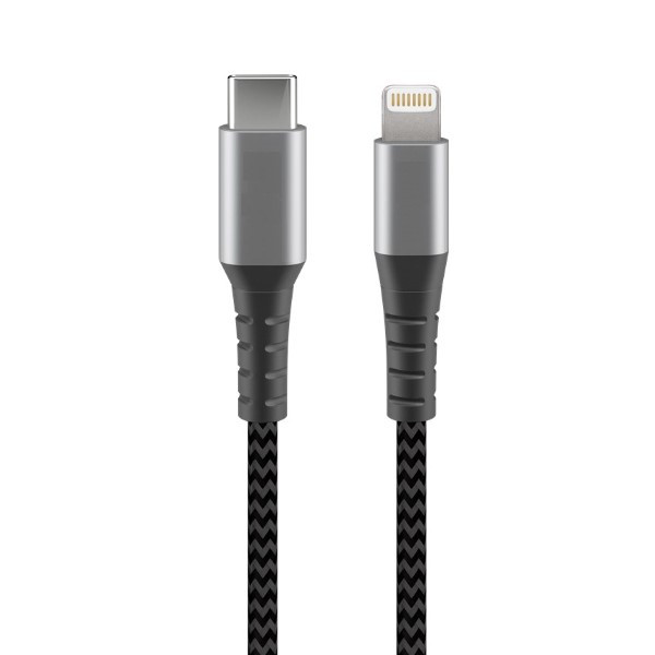 USB-C naar Lightning-USB-C oplaadkabel textiel (2 meter, 123accu huismerk)  AGO00149 - 1