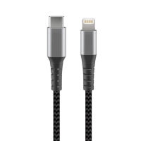USB-C naar Lightning-USB-C oplaadkabel textiel (2 meter, 123accu huismerk)  AGO00149