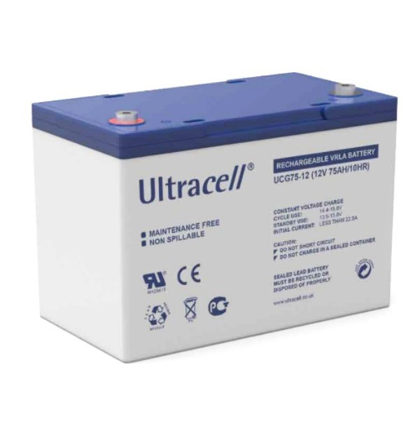 Wens Omhoog naald UltraCell UCG75-12 Deep Cycle Gel accu (12V, 75 Ah, T6 terminal) Ultracell  123accu.nl