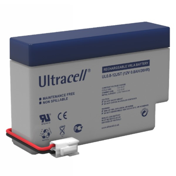Ultracell UL0.8-12 VRLA AGM Loodaccu (12V, 0.8 Ah, JST aansluiting)  AUL00038 - 1