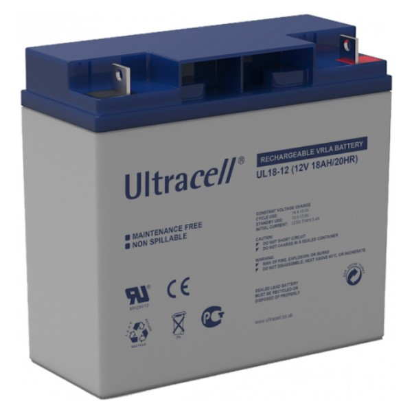 Ultracell UL18-12 VRLA AGM Loodaccu (12V, 18 Ah, T3 terminal)  ANB00559 - 1