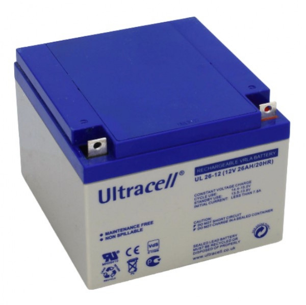 Ultracell UL26-12 VRLA AGM Loodaccu (12V, 26 Ah, T3 terminal)  ANB00551 - 1