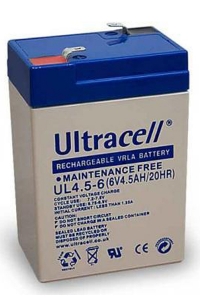 Ultracell UL4.5-6 VRLA AGM Loodaccu (6V, 4.5 Ah, T1 terminal)  AUL00016
