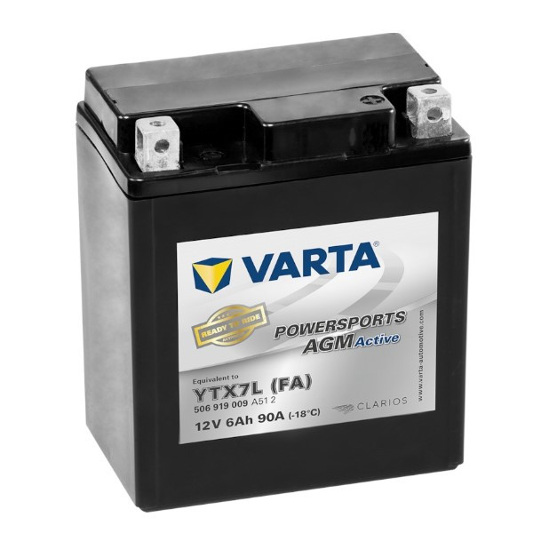 Varta AGM Active 506919009 / YTX7L-4 / 50614 accu (12V, 6Ah, 90A)  AVA00317 - 1