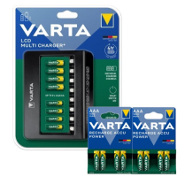 Varta LCD-Multilader+ inclusief AAA oplaadbare Ni-Mh batterijen (8 stuks, 1000 mAh)  AVA00671