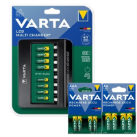 Varta LCD-Multilader+ inclusief AA en AAA oplaadbare Ni-Mh batterijen (8 stuks, 1000 mAh, 2100 mAh)  AVA00668