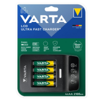 Varta LCD-ultrasnellader+ inclusief 4 stuks AA batterijen (2100 mAh)  AVA00612