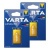 Varta Longlife 9V / 6LR61 / E-Block Alkaline Batterij 2 stuks