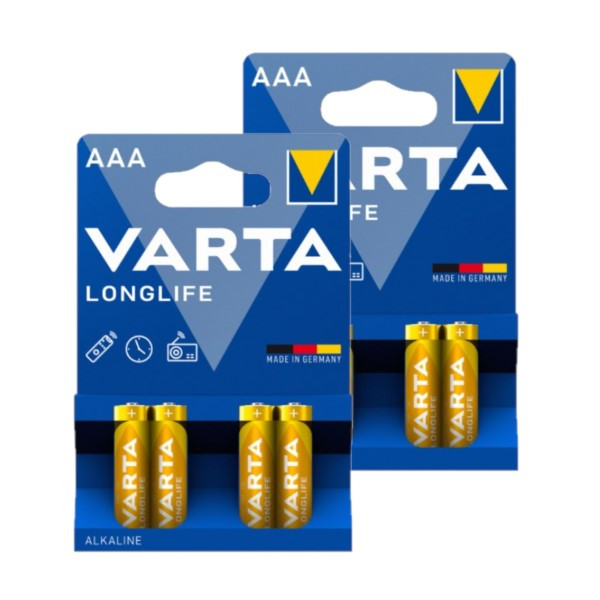 Varta Longlife AAA / MN2400 / LR03 Alkaline Batterij 8 stuks  AVA00508 - 1