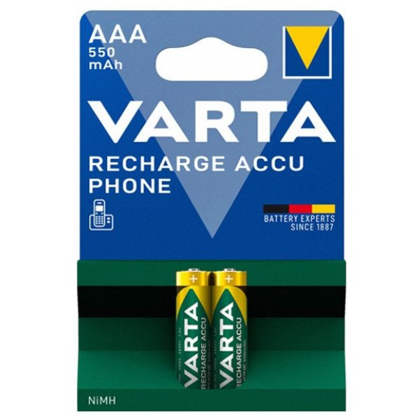 Varta Oplaadbare AAA / HR03 Ni-Mh Batterijen (2 stuks, 550 mAh)  AVA00307 - 1