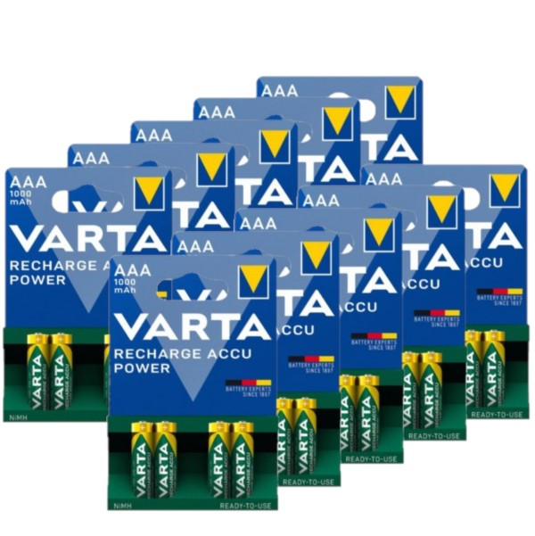 Varta Oplaadbare AAA / HR03 Ni-Mh Batterijen (40 stuks, 1000 mAh)  AVA00673 - 1