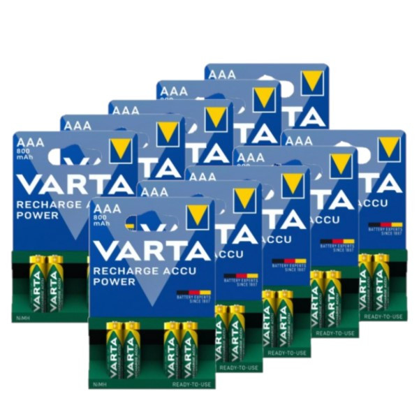 Varta Oplaadbare AAA / HR03 Ni-Mh Batterijen (40 stuks, 800 mAh)  AVA00680 - 1