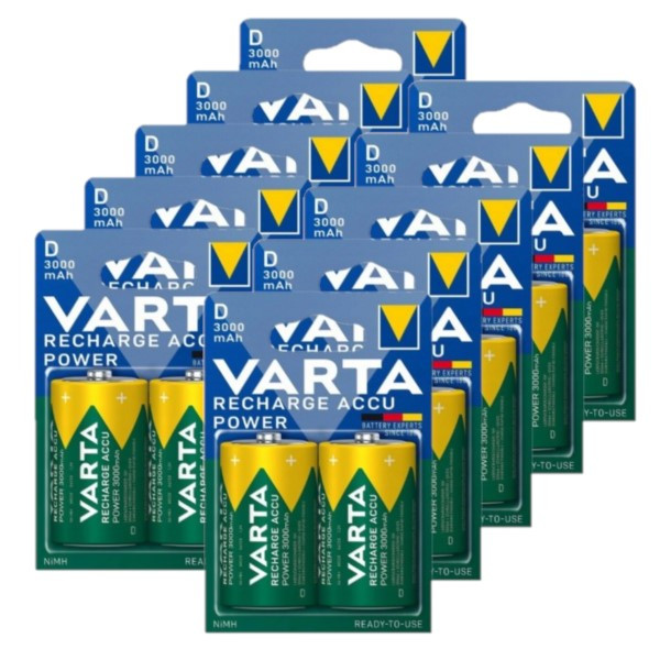 Varta Oplaadbare D / HR20 Ni-Mh Batterijen (20 stuks, 3000 mAh)  AVA00350 - 1