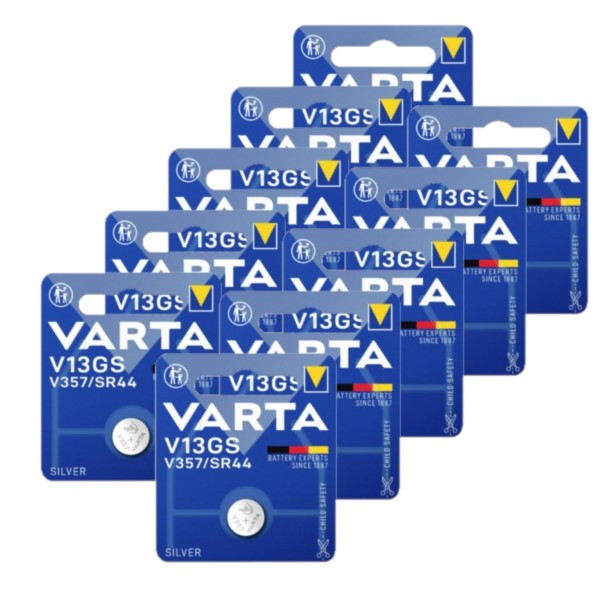 Varta V357 / SR1154W / SR44 / V13GS zilveroxide knoopcel batterij 10 stuks  AVA00559 - 1