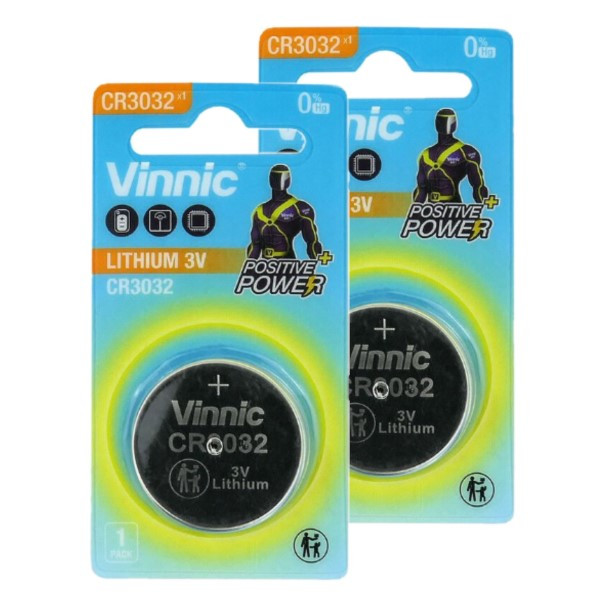 Vinnic CR3032 3V Lithium knoopcel batterij 2 stuks  AVI00262 - 1